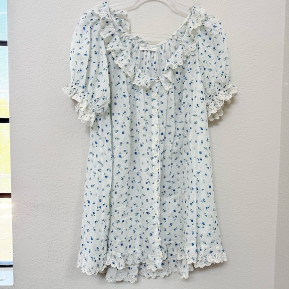 Doen Dresses & Skirts - Doen Leta Dress Nightgown Light Blue Floral Size Small